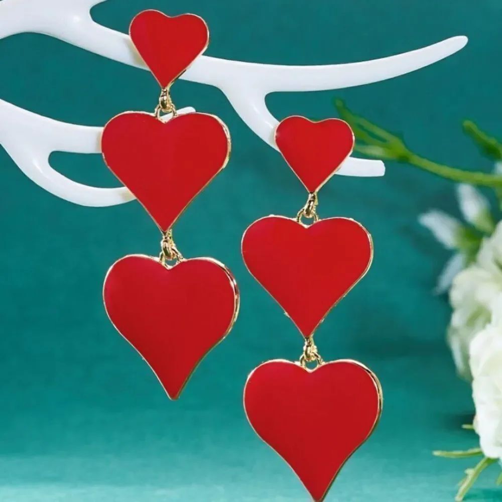 3for$20 NEW 1pair Fashionable Exaggerated Gold-tone Black Heart Shaped earring